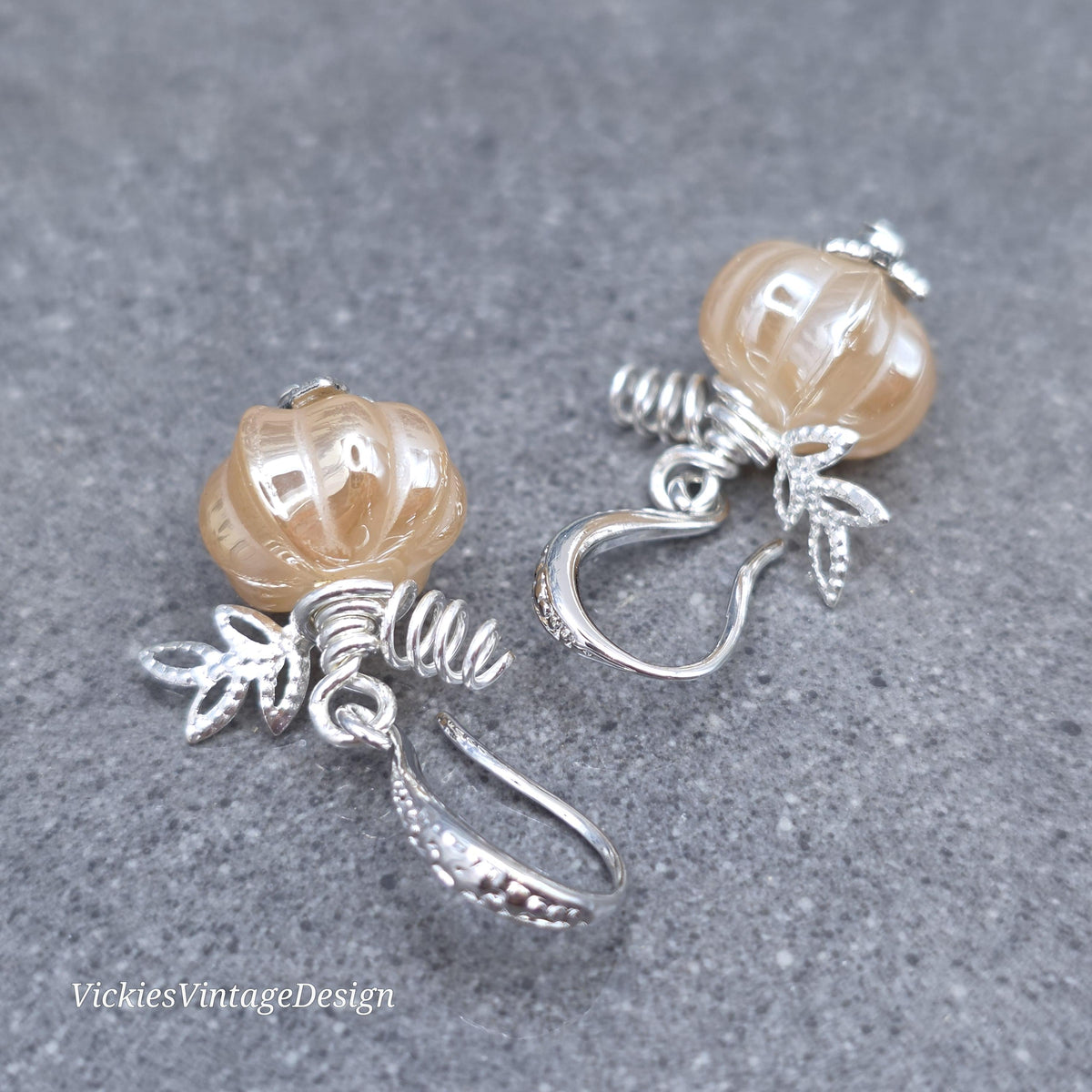 Glass Pumpkin Earrings, Autumn Earrings