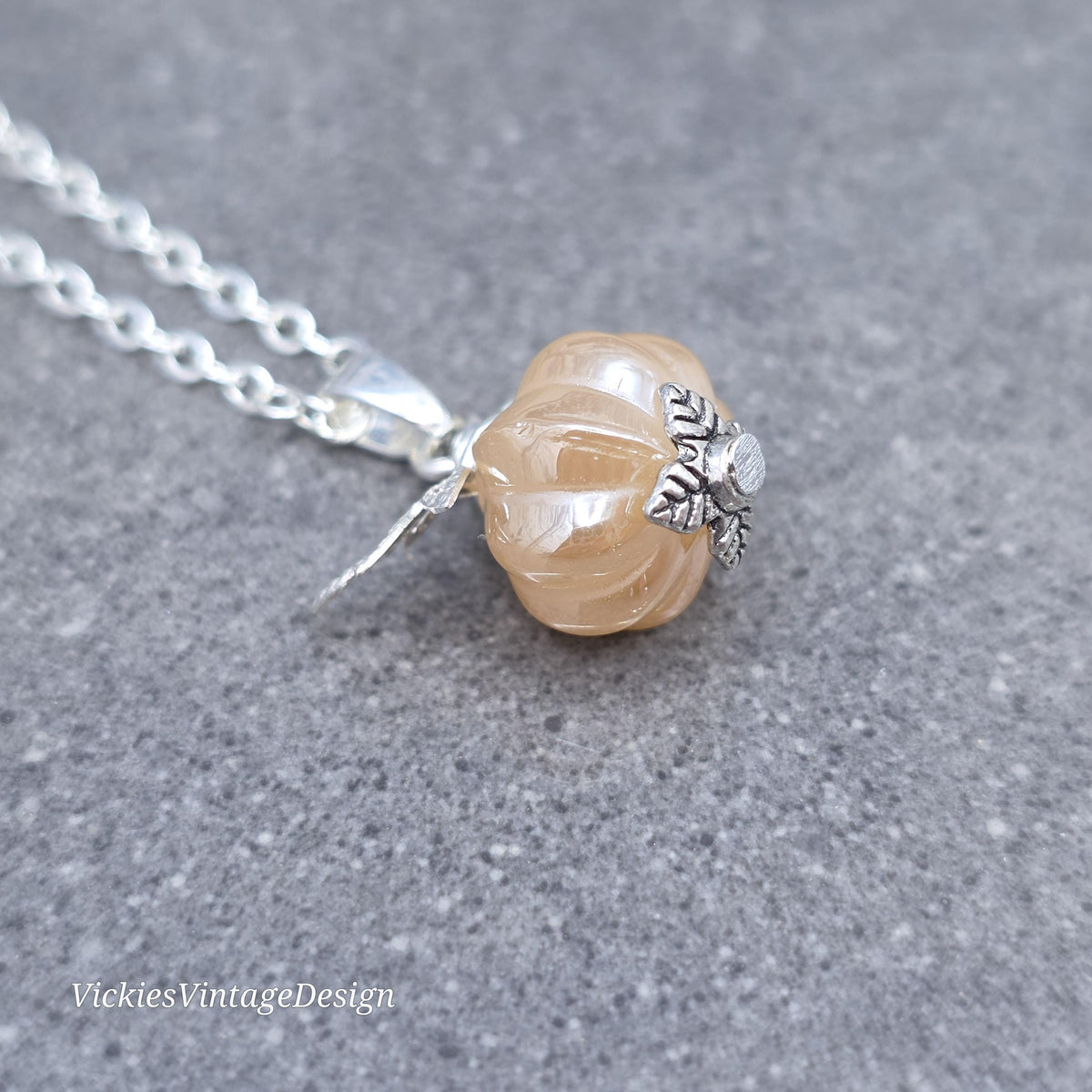 Glass Pumpkin Necklace, Autumn Necklace