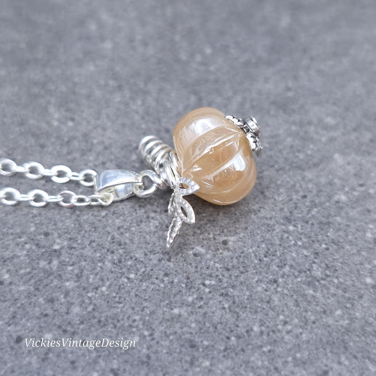 Glass Pumpkin Necklace, Autumn Necklace