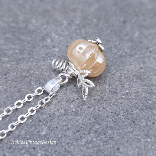 Glass Pumpkin Necklace, Autumn Necklace