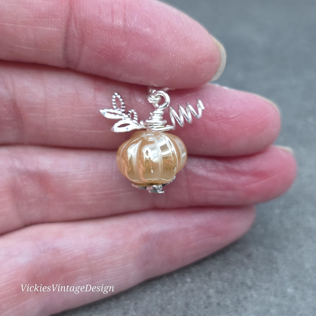 Glass Pumpkin Clip On Charm, Bracelet, Necklace, Stitch Marker, Zipper Pull, Halloween Autumn Gift