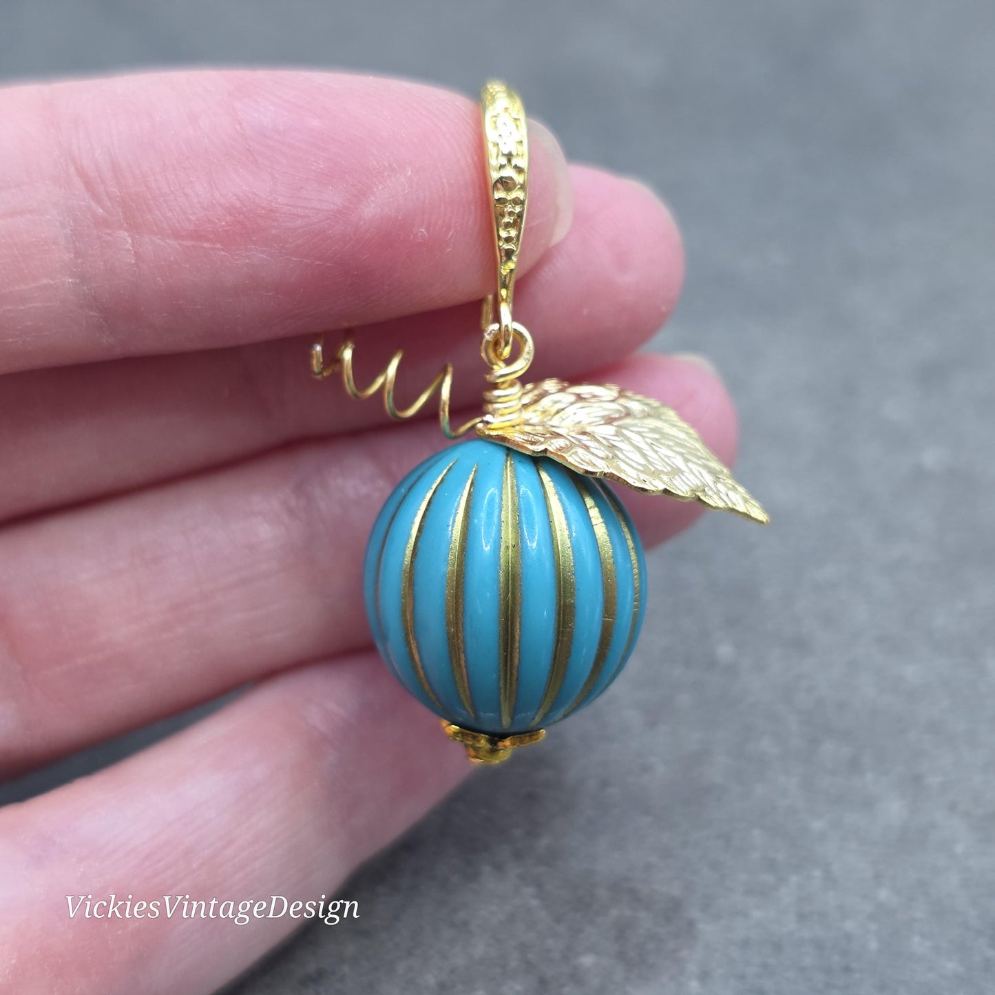 Teal and Gold Pumpkin Earrings, Autumn Fall Jewellery