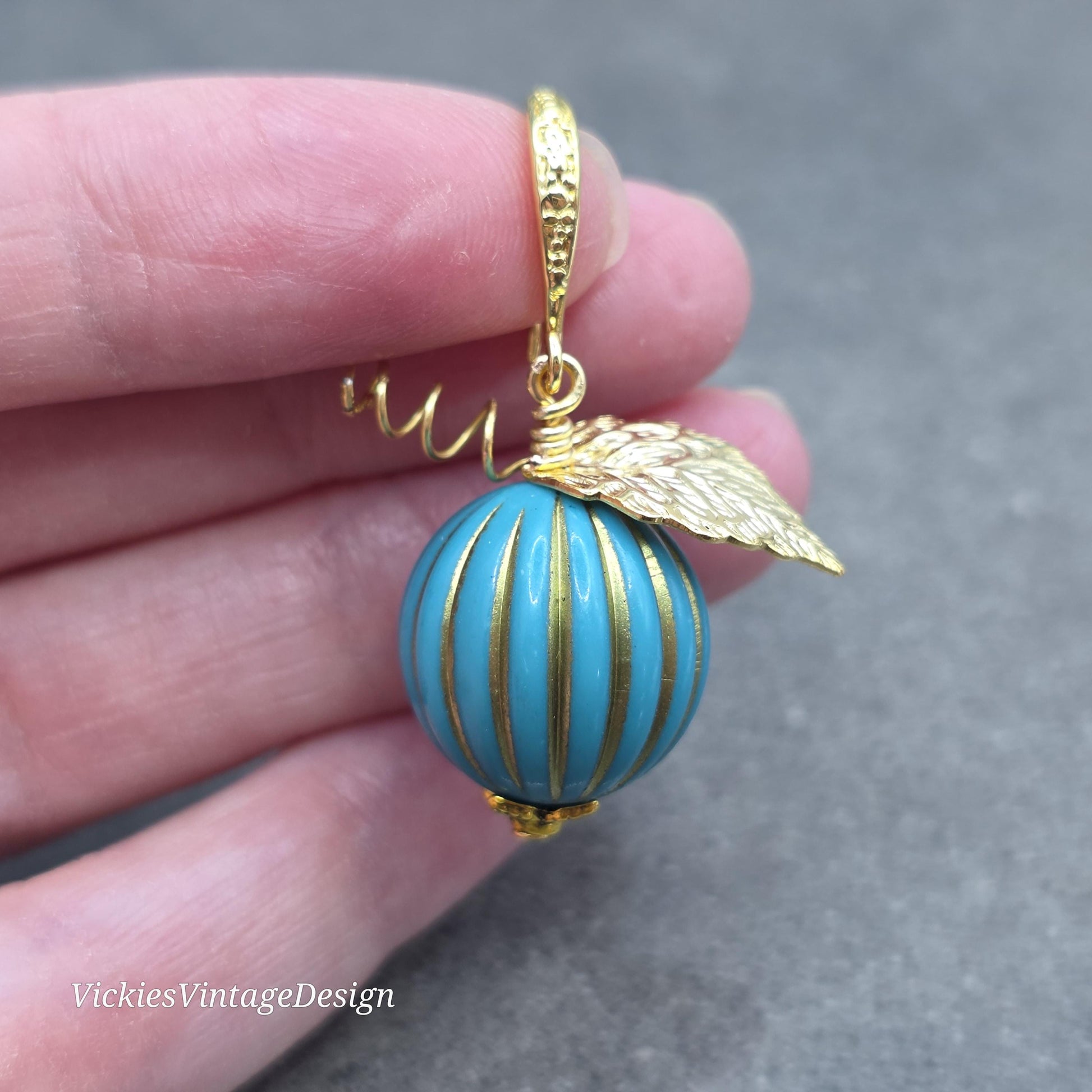 Teal and Gold Pumpkin Earrings, Autumn Fall Jewellery