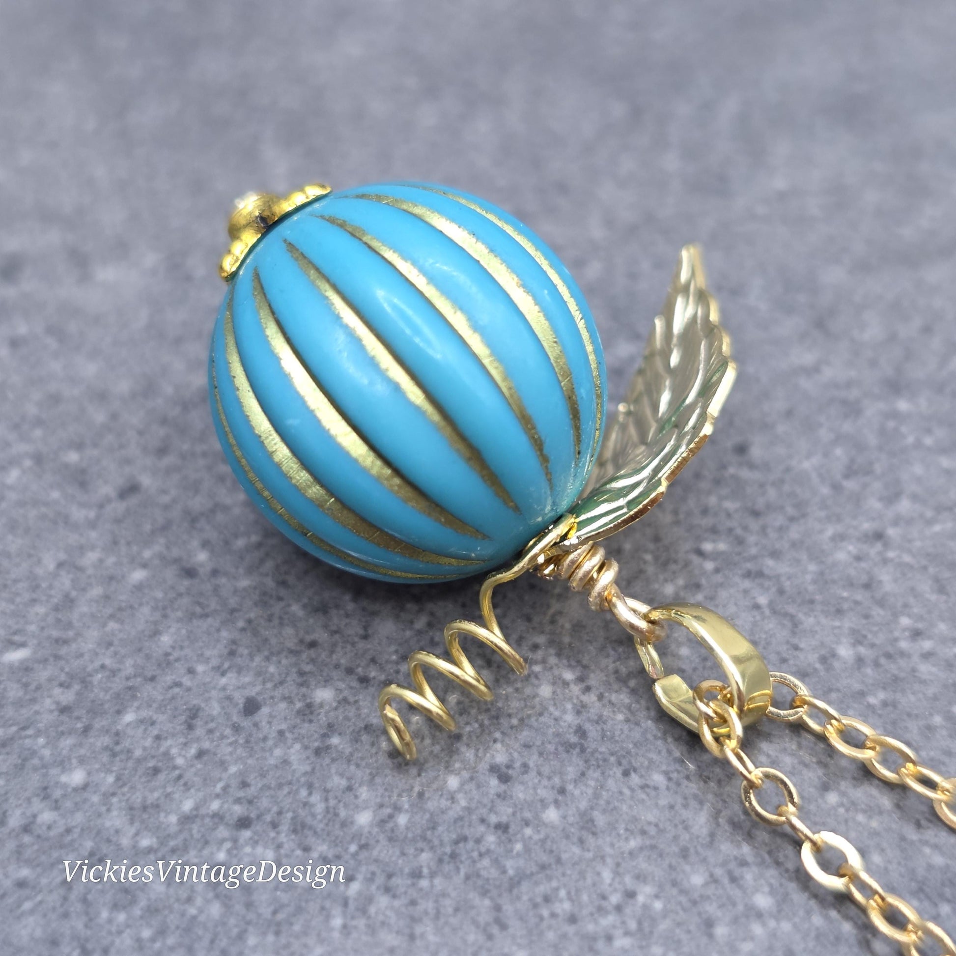 Teal and Gold Pumpkin Earrings, Autumn Fall Jewellery