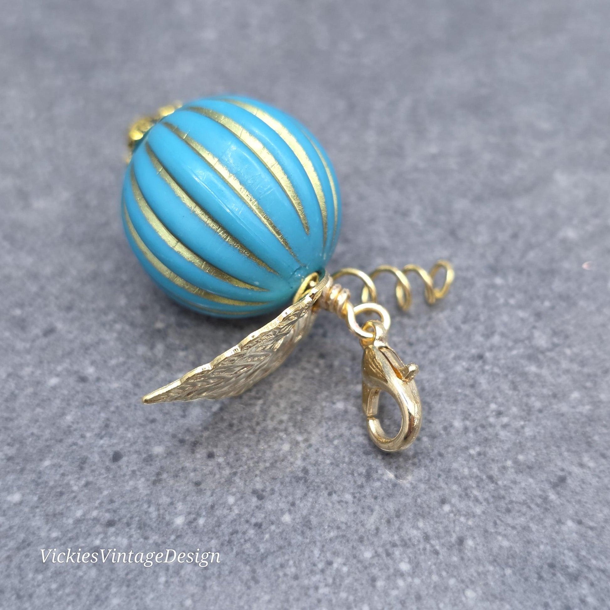 Teal and Gold Pumpkin Necklace, Autumn Fall Jewellery