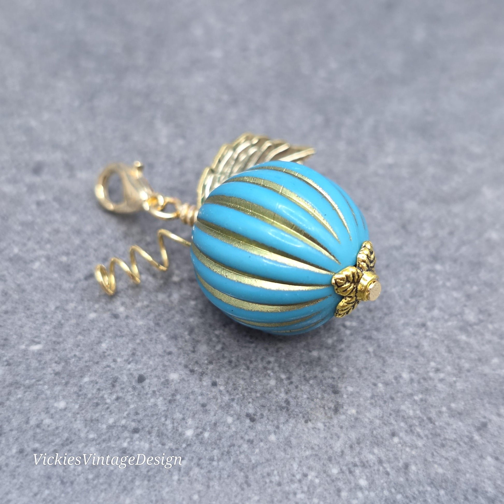 Pumpkin Clip On Charm, Bracelet, Necklace, Stitch Marker, Zipper Pull, Halloween Autumn Gift