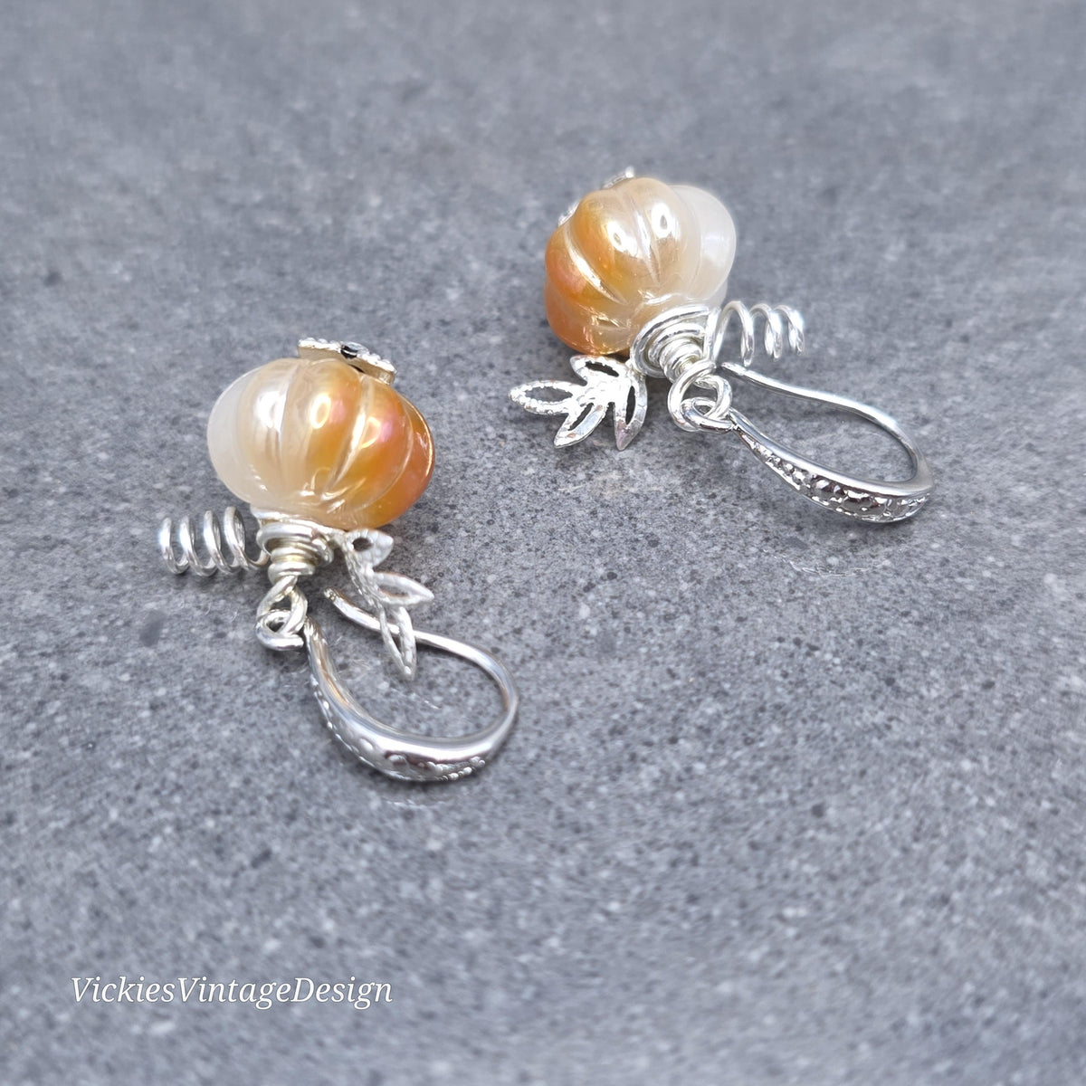 Glass Pumpkin Earrings, Autumn Earrings