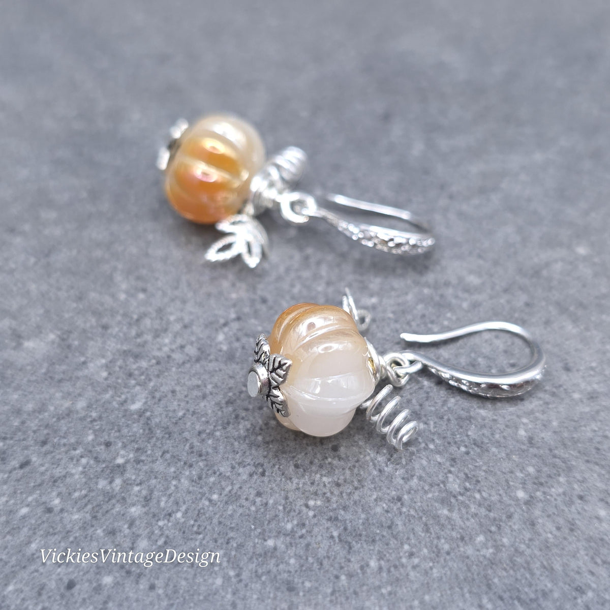 Glass Pumpkin Earrings, Autumn Earrings