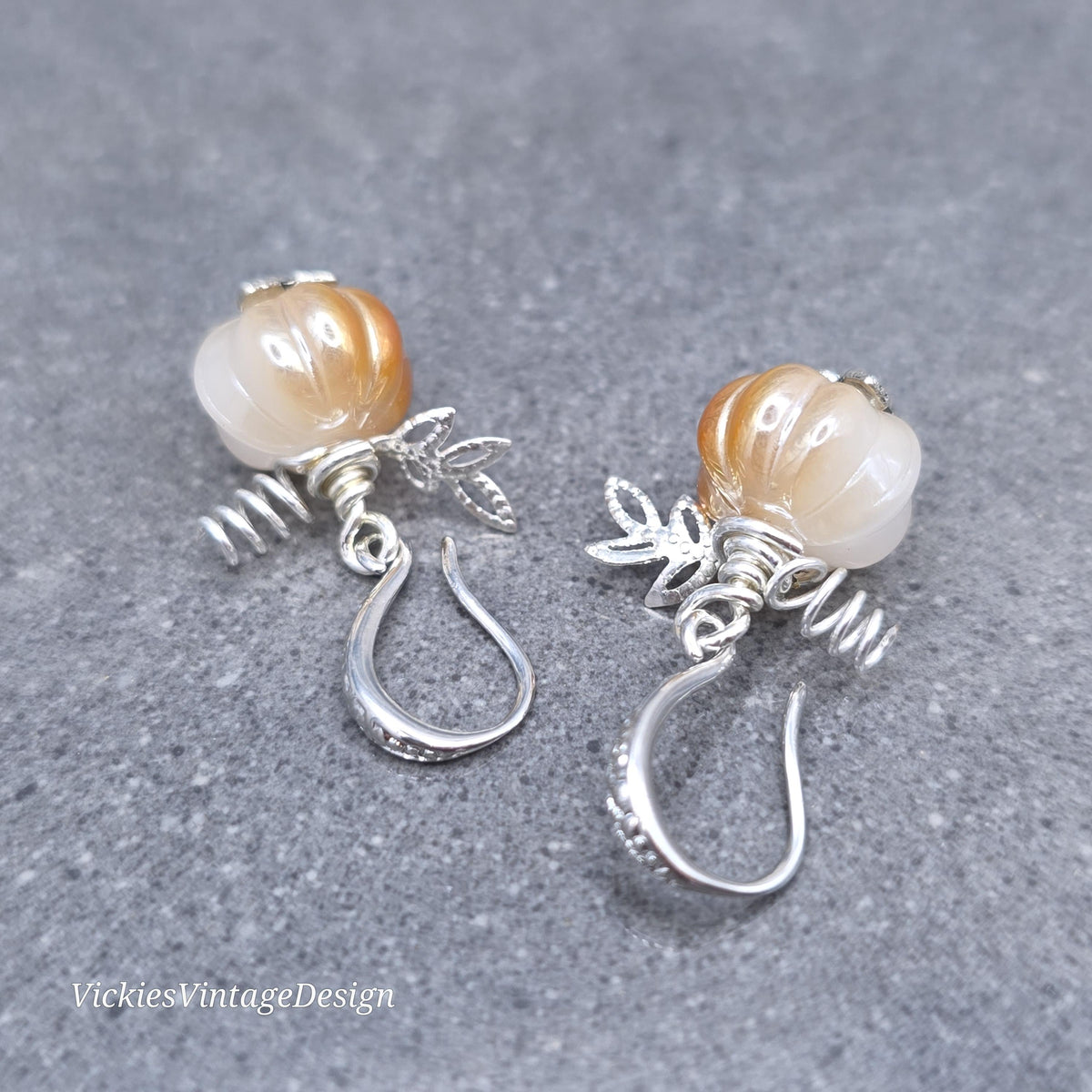 Glass Pumpkin Earrings, Autumn Earrings