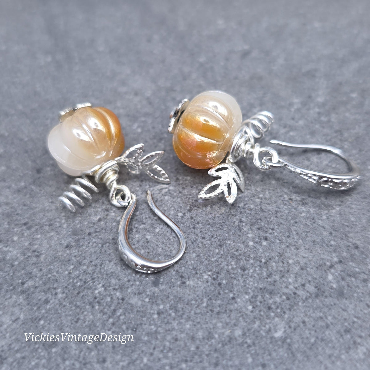 Glass Pumpkin Necklace, Glass Jewelry, Autumn Necklace