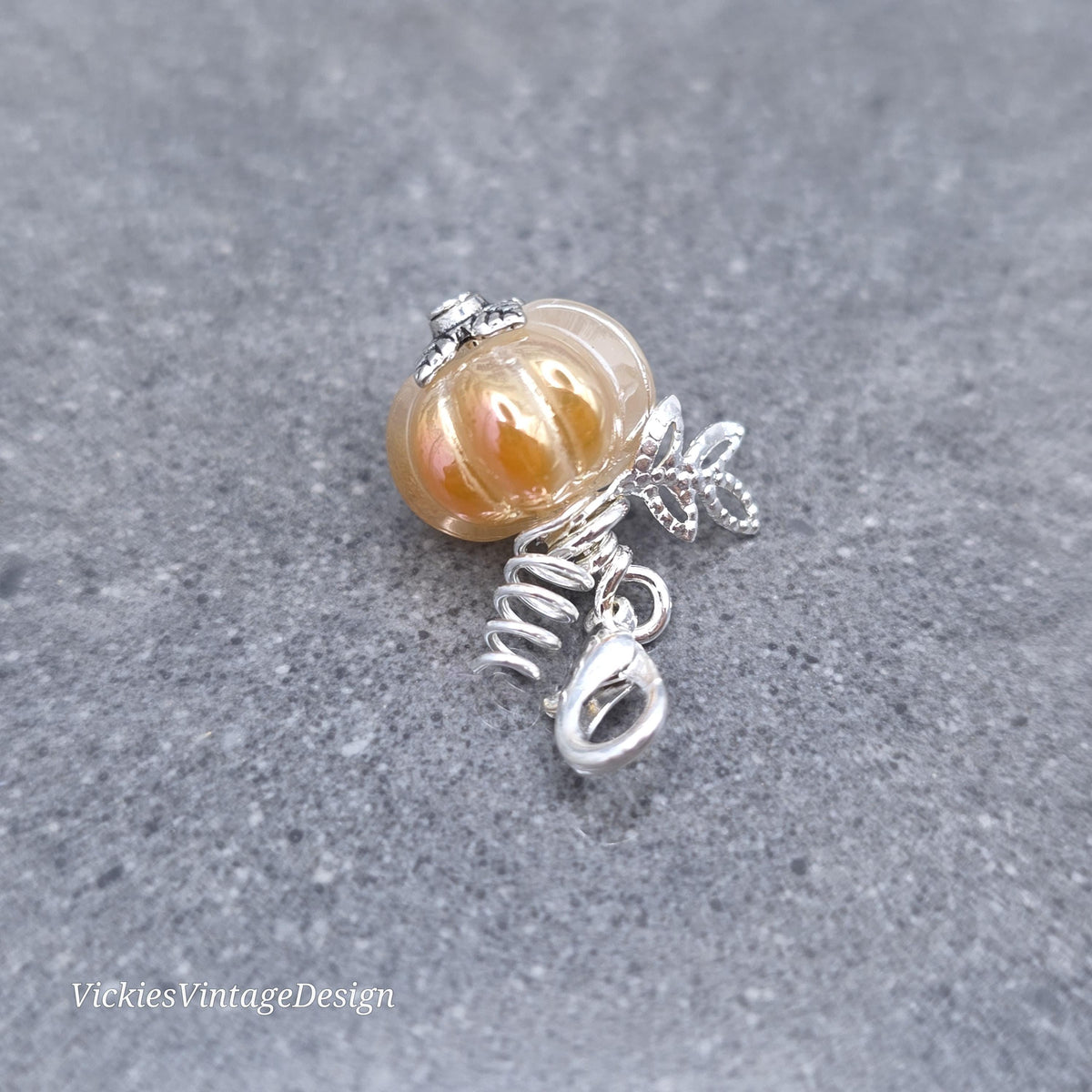 Glass Pumpkin Necklace, Glass Jewelry, Autumn Necklace