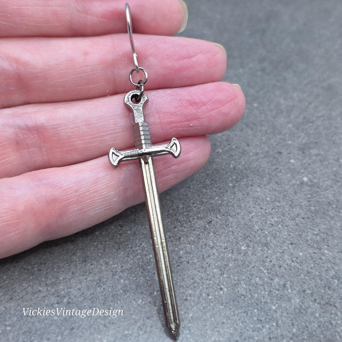 Sword Earrings, Miniature Gunmetal Swords, Come as a Pair