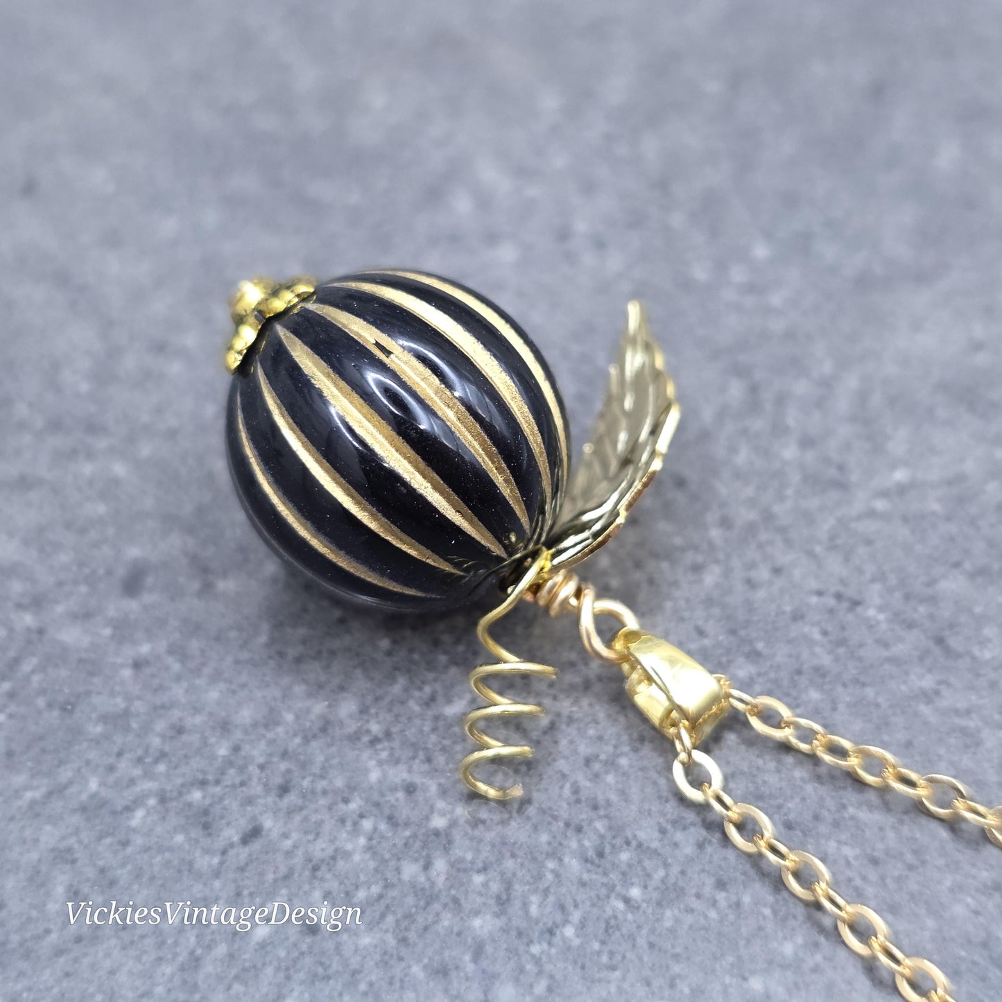 Black and Gold Pumpkin Earrings, Autumn Fall Jewellery