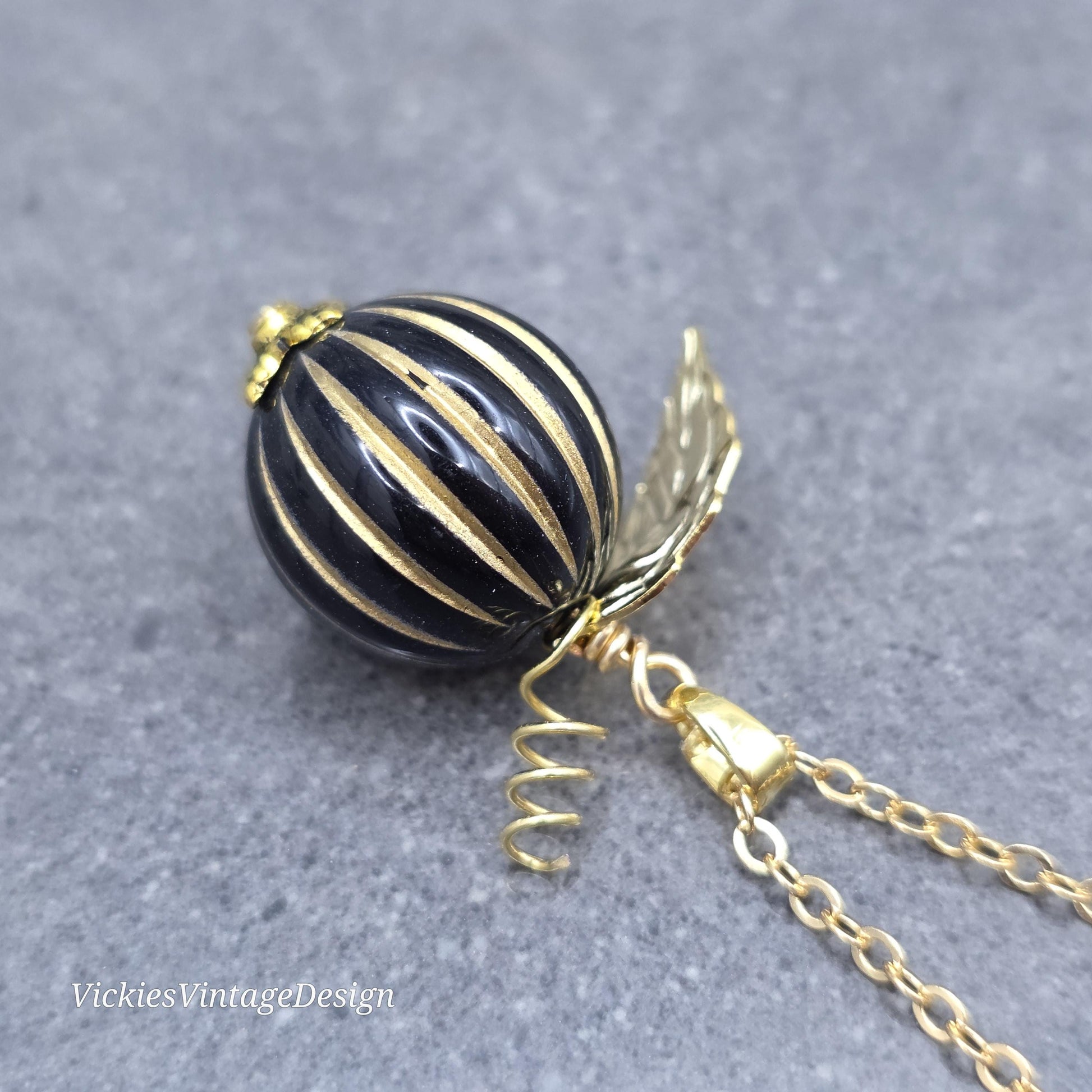 Black and Gold Pumpkin Earrings, Autumn Fall Jewellery