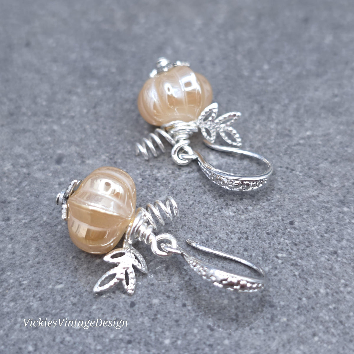 Glass Pumpkin Earrings, Autumn Earrings