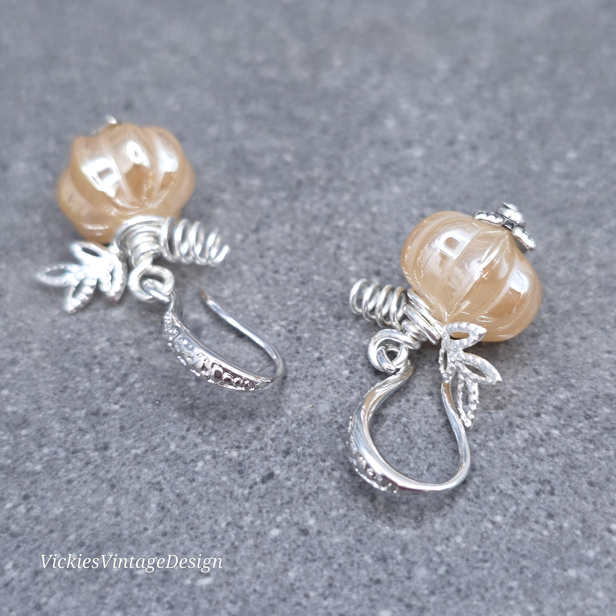 Glass Pumpkin Earrings, Autumn Earrings