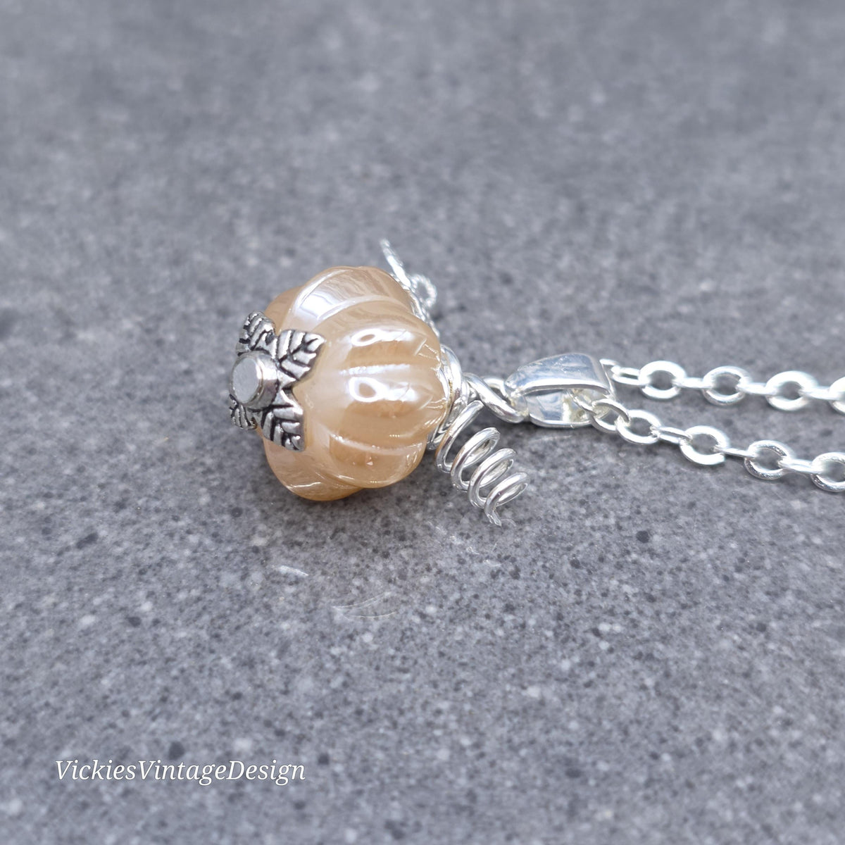 Glass Pumpkin Necklace, Autumn Necklace