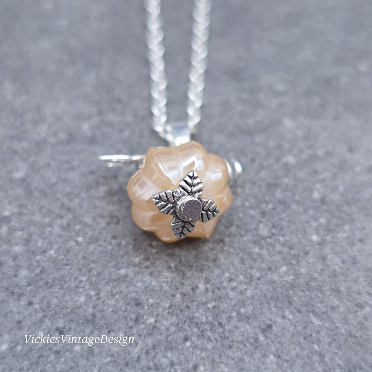 Glass Pumpkin Necklace, Autumn Necklace