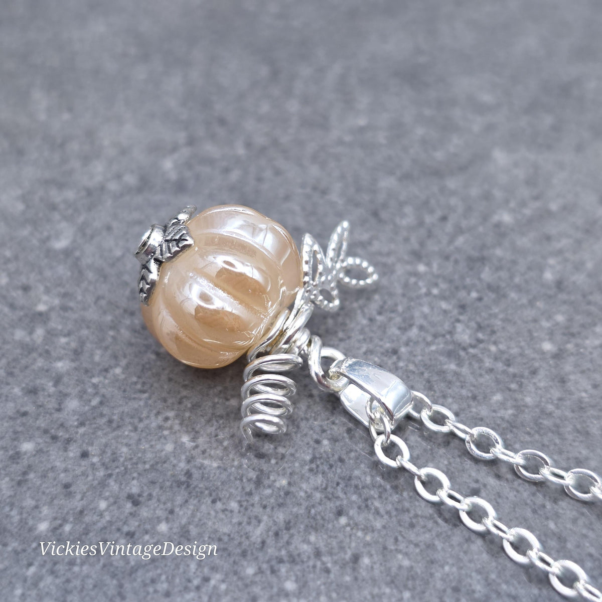 Glass Pumpkin Necklace, Autumn Necklace