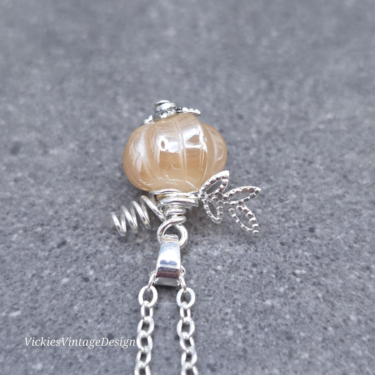 Glass Pumpkin Necklace, Autumn Necklace