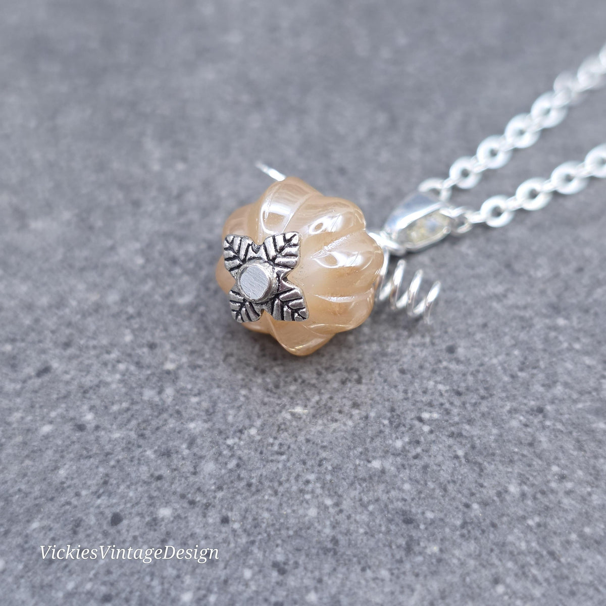 Glass Pumpkin Necklace, Autumn Necklace