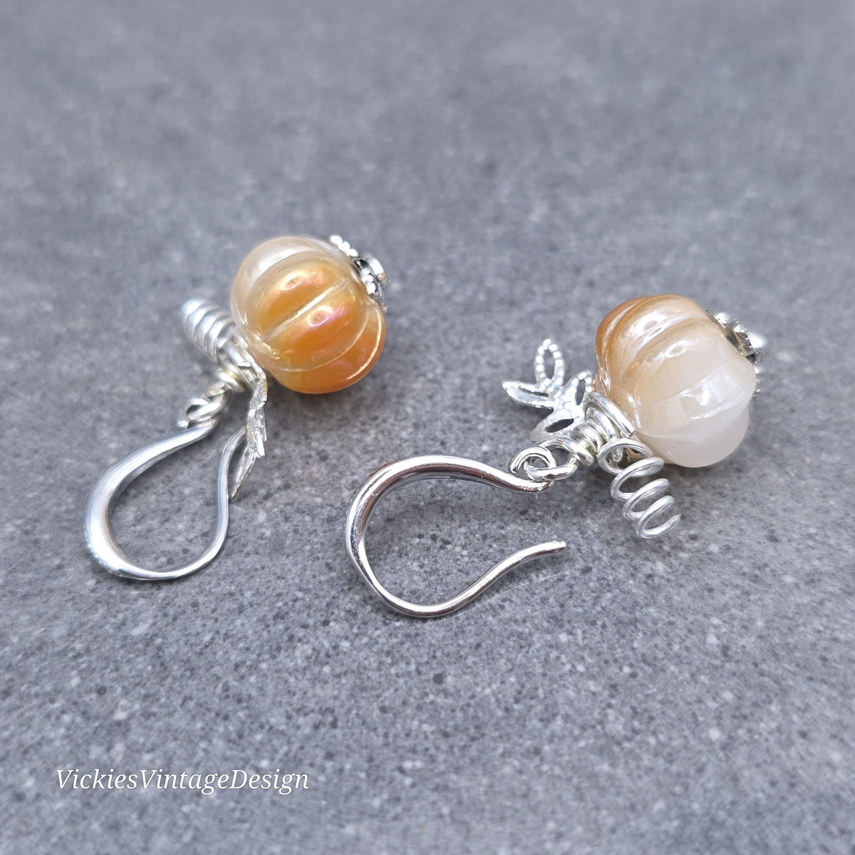 Glass Pumpkin Earrings, Autumn Earrings