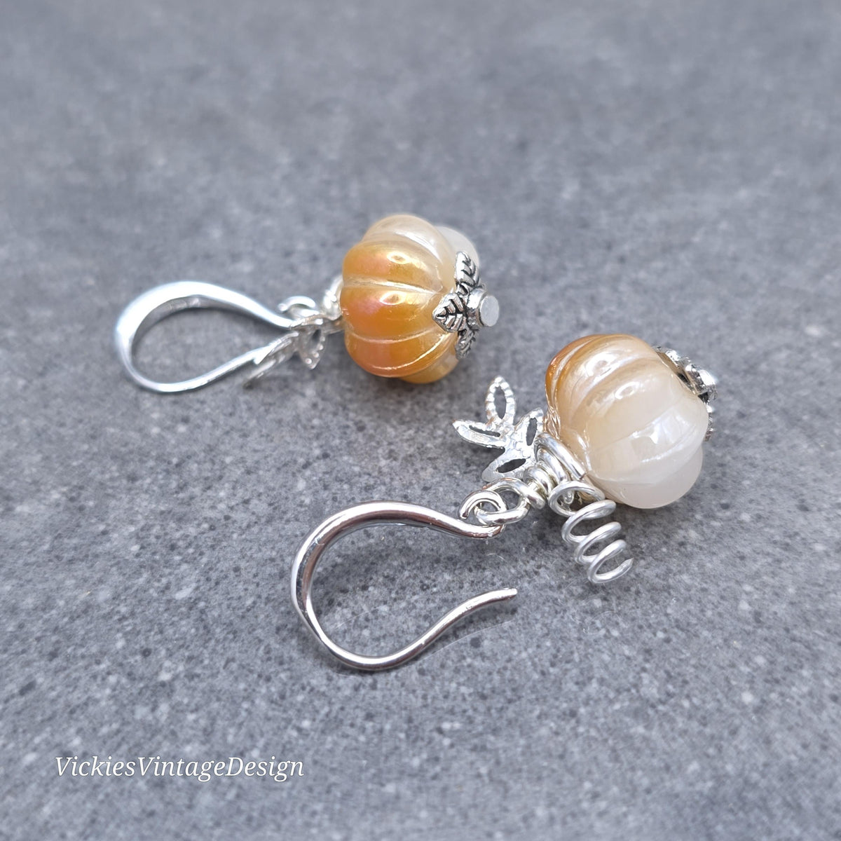 Glass Pumpkin Earrings, Autumn Earrings