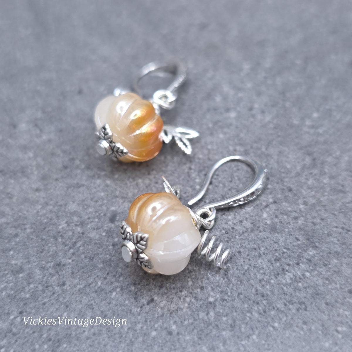 Glass Pumpkin Earrings, Autumn Earrings