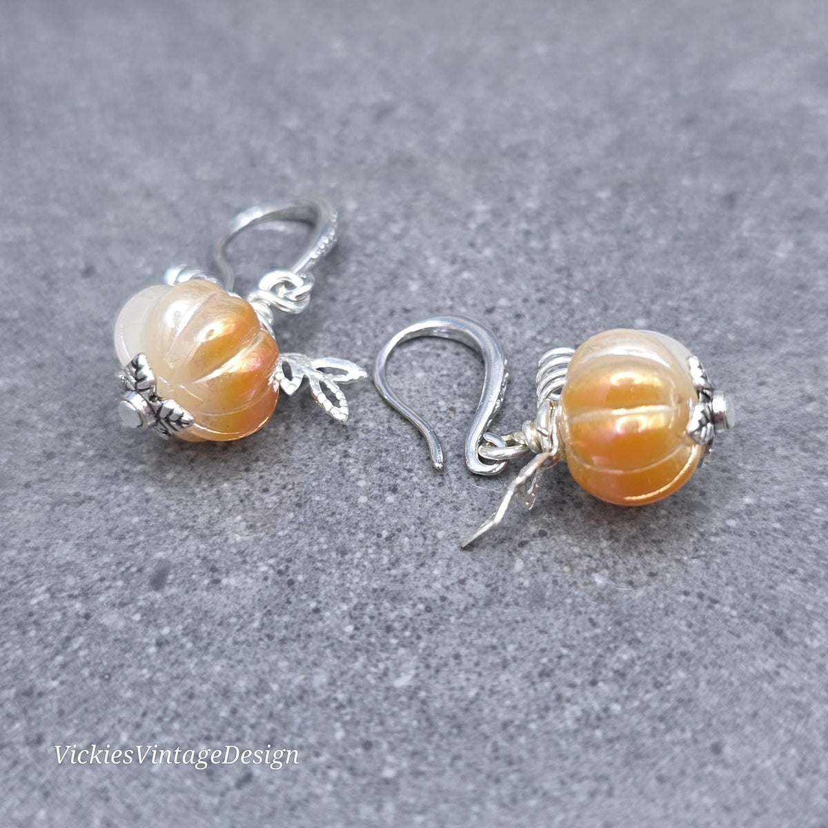 Glass Pumpkin Earrings, Autumn Earrings