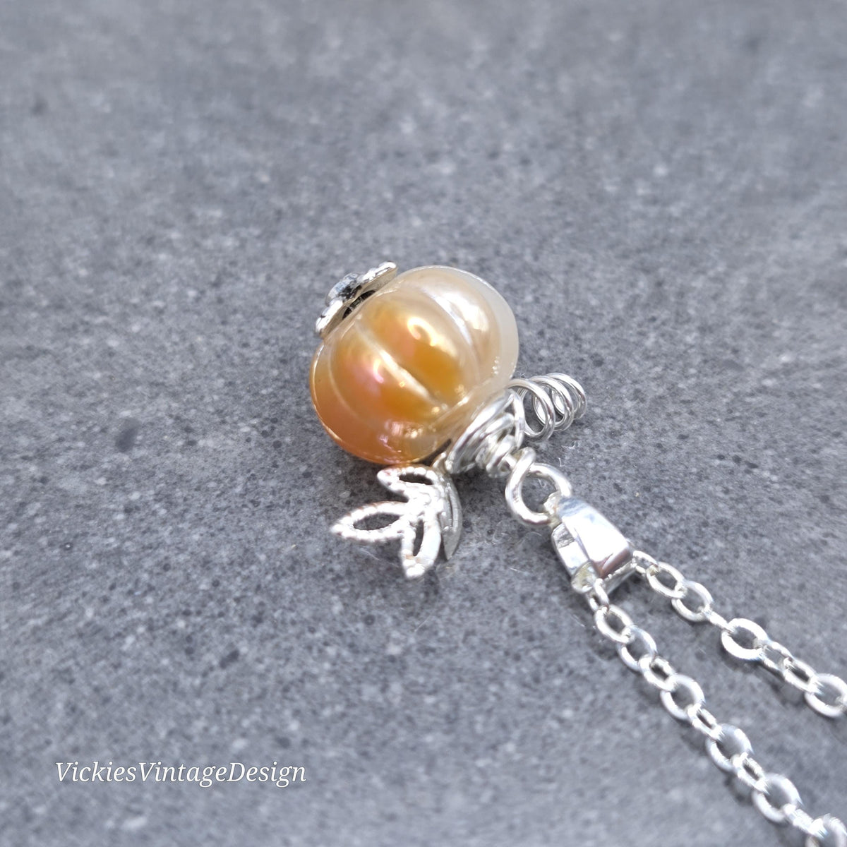 Glass Pumpkin Clip On Charm, Bracelet, Necklace, Stitch Marker, Zipper Pull, Halloween Autumn Gift