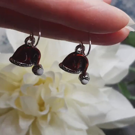 Santa Hat Earrings, Enamel Earrings, Hat Jewelry, Hypoallergenic, Santa Earrings, Christmas Earrings, Festive Earrings