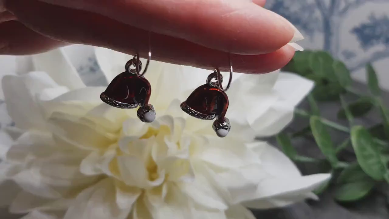 Santa Hat Earrings, Enamel Earrings, Hat Jewelry, Hypoallergenic, Santa Earrings, Christmas Earrings, Festive Earrings