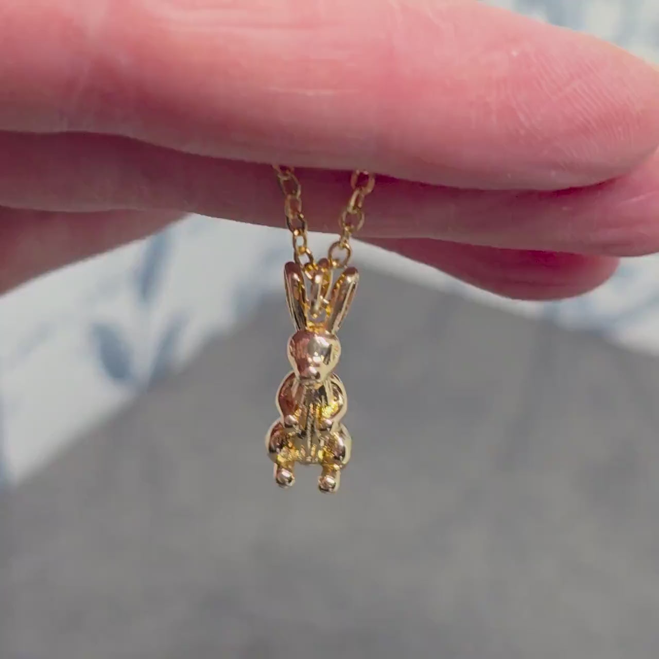 Rabbit Necklace with a Choice of Chain Lengths: Real 18K Gold Plated Brass