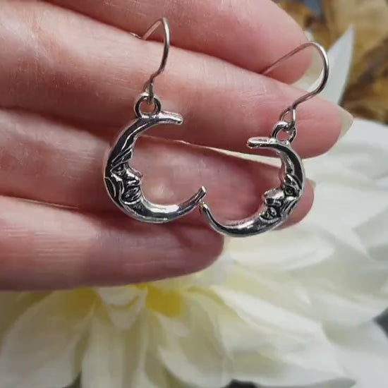 Moon Earrings, Hypoallergenic Ear Wires, Sterling Silver Ear Wires, Crescent Moon Earrings, Celestial Earrings, Moon Jewellery