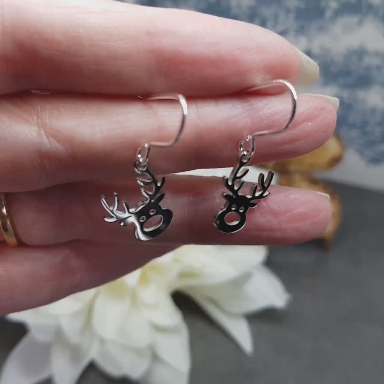 Rudolf the Reindeer Earrings with a choice of Ear Wires, Stainless Steel Jewelry