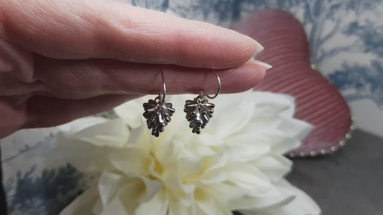 Silver Pinecone Earrings, Autumn Jewelry, Fall Gifts, Real Platinum Plated, Choice of Ear Wires