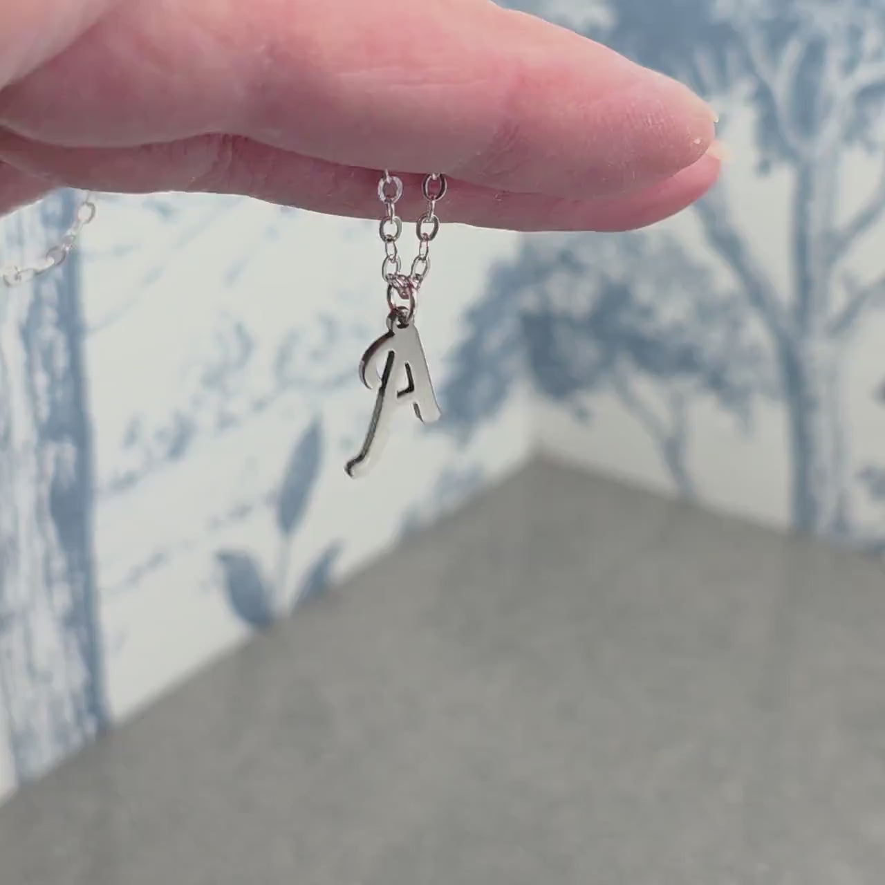 Personalised Initial Letter Necklace; 16" Silver Plated Chain