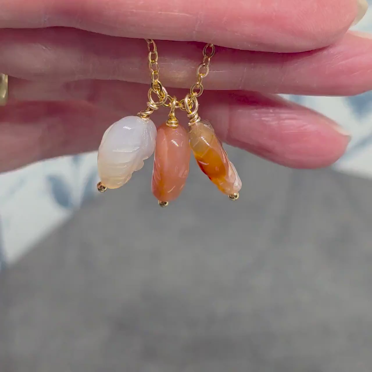 Glass Leaf Necklace with Real 18K Gold Plated Chain: Autumnal Burnt Orange