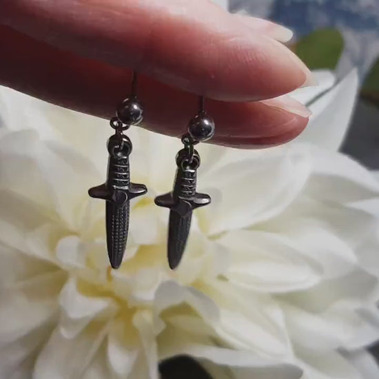 Dagger Earrings, Surgical Steel Studs, Stainless Steel Dagger, Sword Earrings, Gothic Jewellery