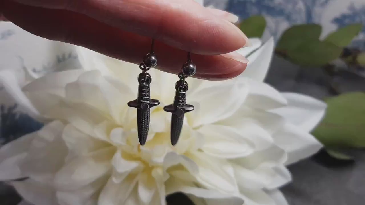 Dagger Earrings, Surgical Steel Studs, Stainless Steel Dagger, Sword Earrings, Gothic Jewellery