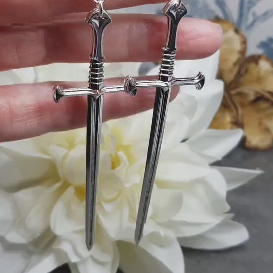 Dagger Earrings, Hypoallergenic Ear Wires, Long Sword Earrings, Gothic Jewellery, UK