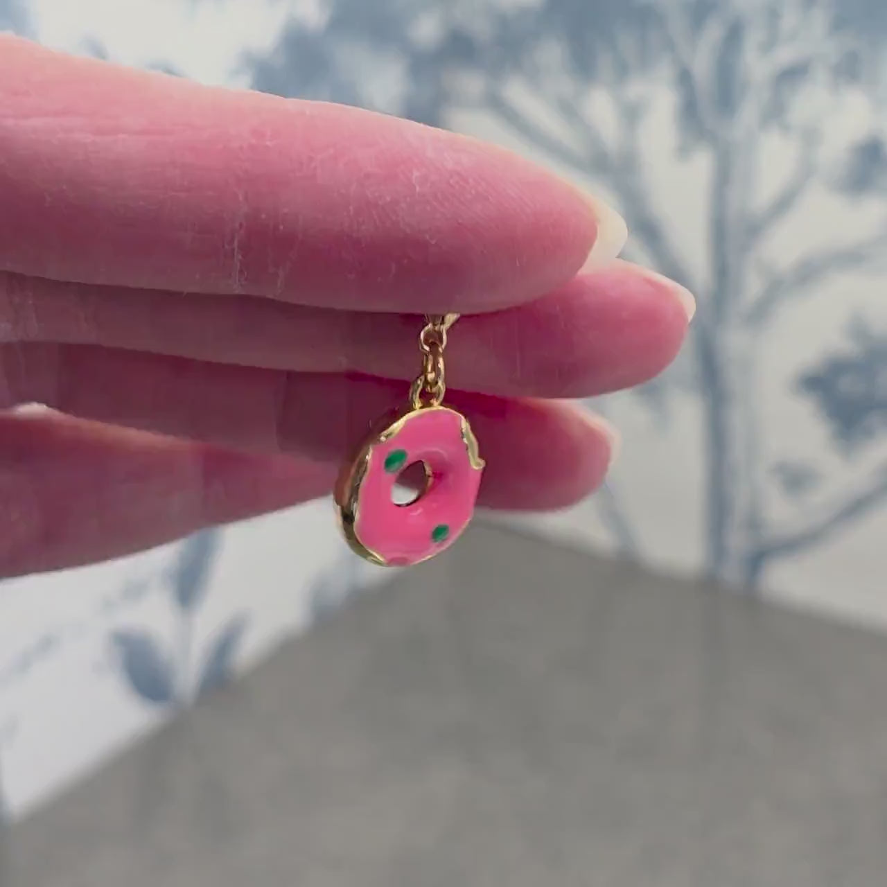 Donut Clip on Charm with Gold Lobster Clasp, Brass, Nickel Free, Stitch Marker, Zipper, Planner Charm
