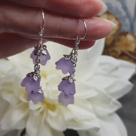 Flower Earrings, Hypoallergenic Ear Wires, Light Purple Earrings, Boho Jewelry, Simple Vintage Earrings