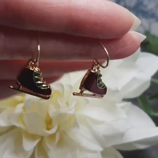 Ice Skate Earrings, Hypoallergenic Ear Wires, Christmas Earrings, Festive Earrings, Skaters Jewellery