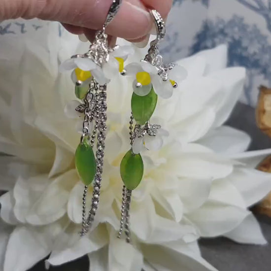 Flower Earrings, Yellow PRIMERO Crystals®, Hypoallergenic Ear Wires, Daisy Earrings, Spring Flower Earrings, Crystal Rhinestone