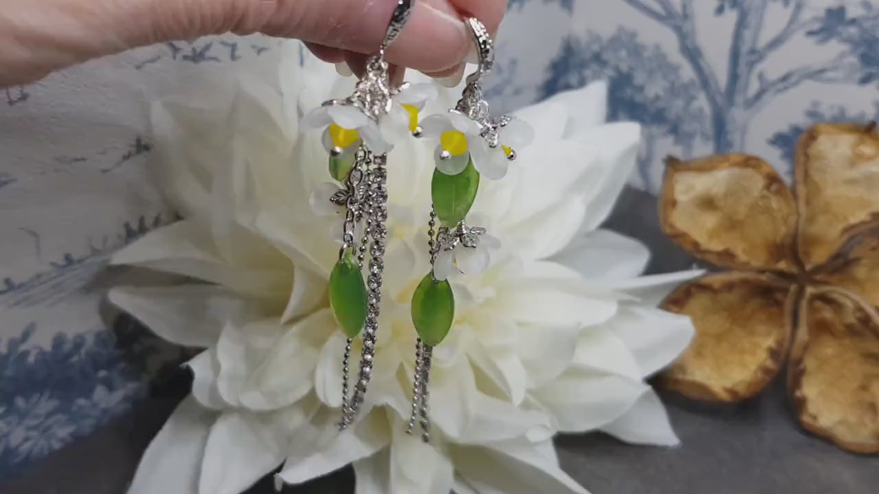 Flower Earrings, Yellow PRIMERO Crystals®, Hypoallergenic Ear Wires, Daisy Earrings, Spring Flower Earrings, Crystal Rhinestone