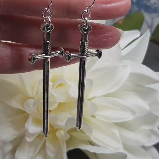 Dagger Earrings, Miniature Sword, Hypoallergenic Ear Wires, Sword Earrings, Cosplay Jewellery, Gothic Jewellery, Come as a Pair