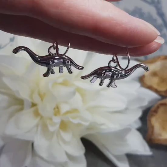 Diplodocus Earrings, Hypoallergenic Ear Wires, Long Neck Dinosaur, Jurassic Earrings, Cute Jewellery