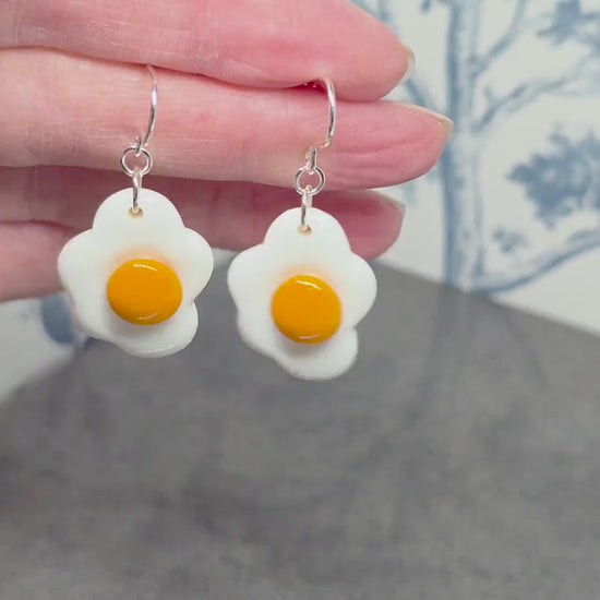 Fried Egg Earrings with a choice of Ear Wires: Resin Made Jewelry
