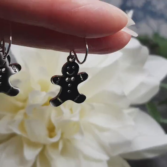 Gingerbread Men Earrings, Hypoallergenic Ear Wires, Christmas Earrings, Stainless Steel, Festive Earrings
